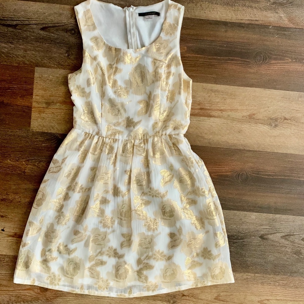 Huesday White and Gold Party Dress